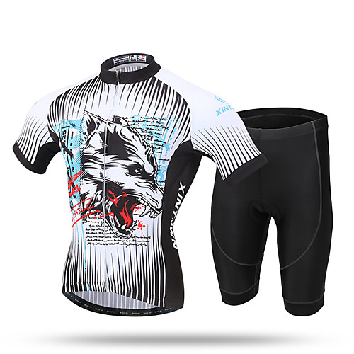 

XINTOWN Men's Short Sleeve Cycling Jersey with Shorts Gray Bike Shorts Pants / Trousers Jersey Breathable Quick Dry Ultraviolet Resistant Back Pocket Limits Bacteria Sports Lycra Clothing Apparel