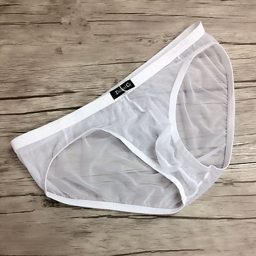 

Men's Mesh Super Sexy Briefs Underwear Solid Colored Mid Waist White Black Red M L XL