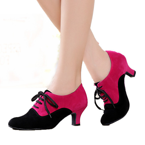 

Women's Dance Shoes Suede Modern Shoes Heel Cuban Heel Customizable Black / Black / Red / Fuchsia / Indoor