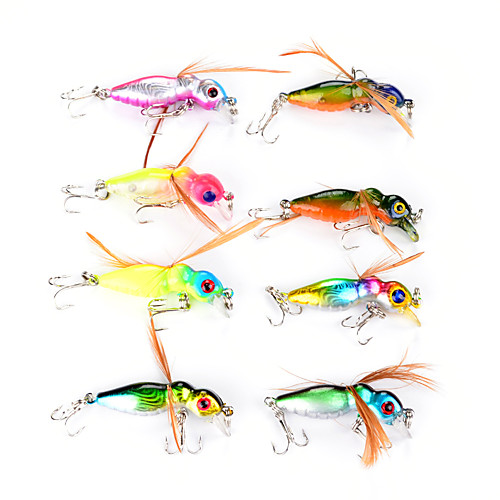 

8 pcs Fishing Lures Flies Vibration / VIB Floating Bass Trout Pike Sea Fishing Fly Fishing Bait Casting