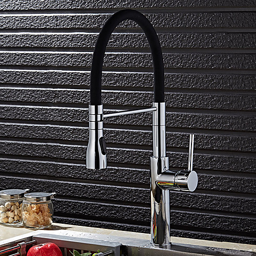 

Kitchen faucet - Single Handle One Hole Chrome Pull-out / ­Pull-down Vessel Contemporary / Art Deco / Retro / Modern Kitchen Taps / Brass