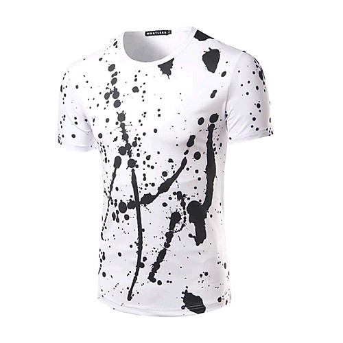 

Men's T shirt Print Short Sleeve Daily Tops Cotton Active White