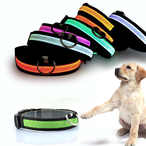 

Cat Dog Collar Light Up Collar Reflective LED Lights Adjustable / Retractable Batteries Included Electronic / Electric Strobe / Flashing Safety Solid Colored Rainbow Plastic Nylon White Yellow Red