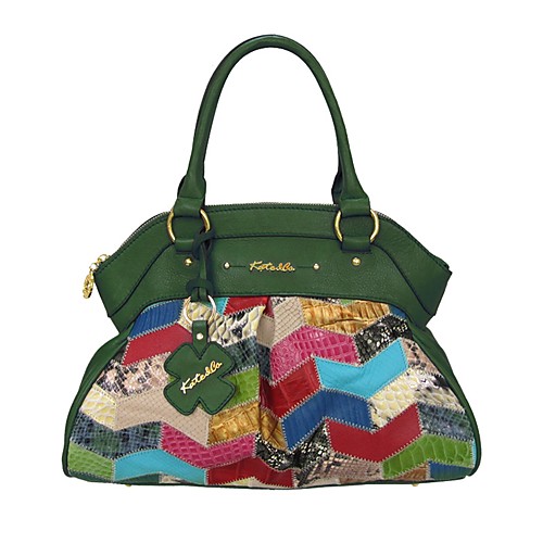 

Women's Cowhide Tote Geometric Emerald Green / Hunter Green