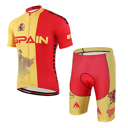 

Men's Women's Short Sleeve Cycling Jersey with Shorts Red / Yellow Bike Clothing Suit Breathable 3D Pad Sweat-wicking Sports Polyester Patchwork Mountain Bike MTB Road Bike Cycling Clothing Apparel
