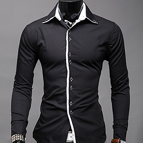 

Men's Shirt Solid Colored Print Long Sleeve Daily Tops Business Casual White Black Blue