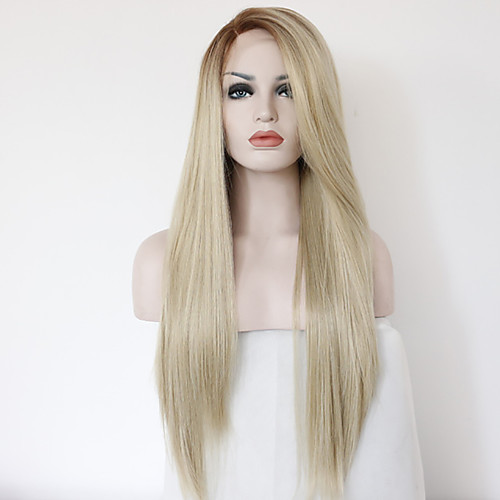 

Synthetic Lace Front Wig Straight Straight Side Part Lace Front Wig Blonde Long Strawberry Blonde Synthetic Hair 24 inch Heat Resistant Blonde