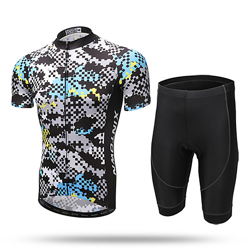 

XINTOWN Men's Short Sleeve Cycling Jersey with Shorts Grey Bike Shorts Pants / Trousers Jersey Breathable Quick Dry Ultraviolet Resistant Back Pocket Limits Bacteria Sports Lycra Clothing Apparel