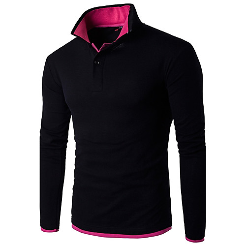 

Men's Plus Size Basic Slim Polo Active Daily Work Weekend Shirt Collar Blue / Purple / Red / Green / Light Green / Spring / Fall / Long Sleeve