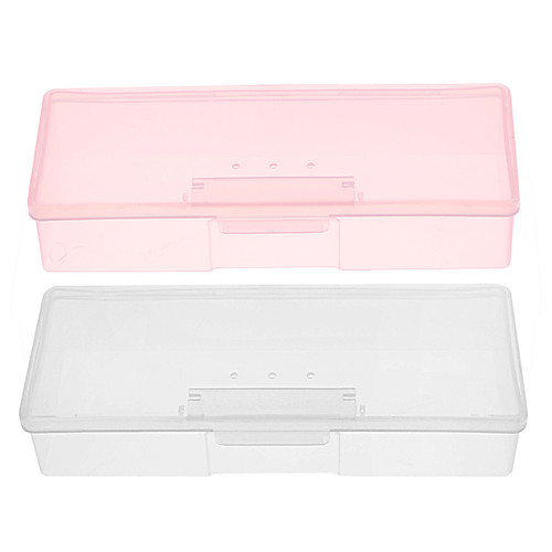 

plastic transparent nail tools storage box nail rhinestone decorations buffer files grinding organizer case box