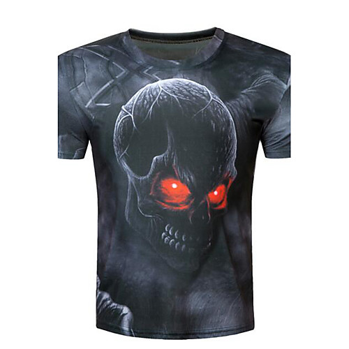 

Men's T shirt Skull Plus Size Print Short Sleeve Daily Tops Cotton Black