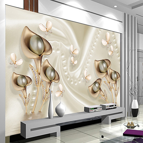 

Wallpaper Mural Embossed Lily Living Room Bedroom TV Background Wall448×280cm