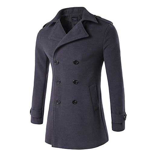 

Men's Overcoat Solid Colored Vintage Fall Coat Regular Daily Long Sleeve Cotton Coat Tops Black