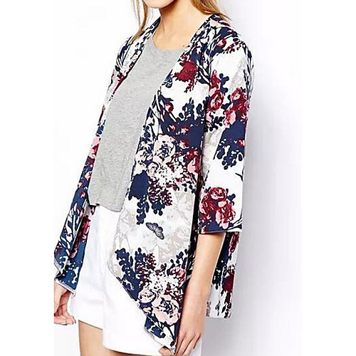 

Women's Floral Basic Fall Jacket Regular Daily Half Sleeve Cotton Coat Tops Red