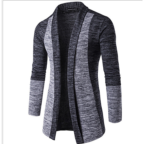 

Men's Color Block Cardigan Cotton Long Sleeve Regular Sweater Cardigans Spring Fall Winter Dark Gray Gray / Weekend