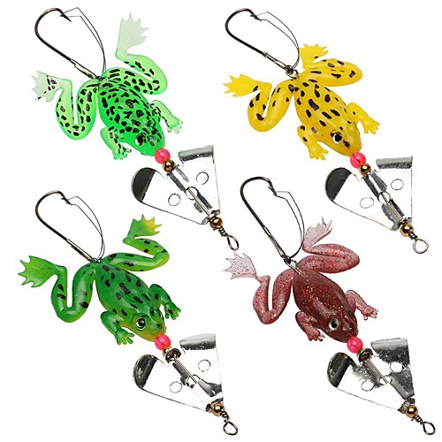 

4 pcs Fishing Lures Soft Bait Frog Floating Bass Trout Pike Sea Fishing Bait Casting Spinning Soft Plastic Silicon / Jigging Fishing / Freshwater Fishing / Bass Fishing / Lure Fishing