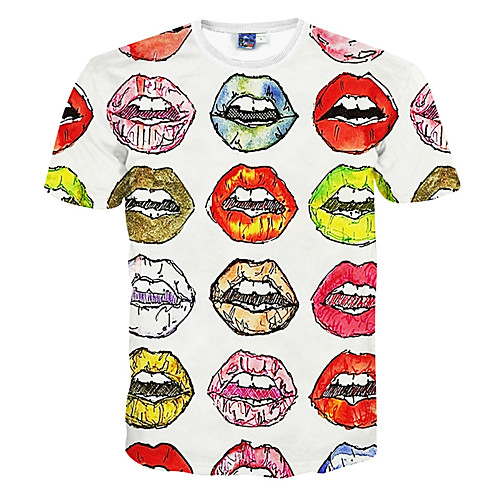 

Men's T shirt Print Short Sleeve Party Tops Streetwear Punk & Gothic Boho White