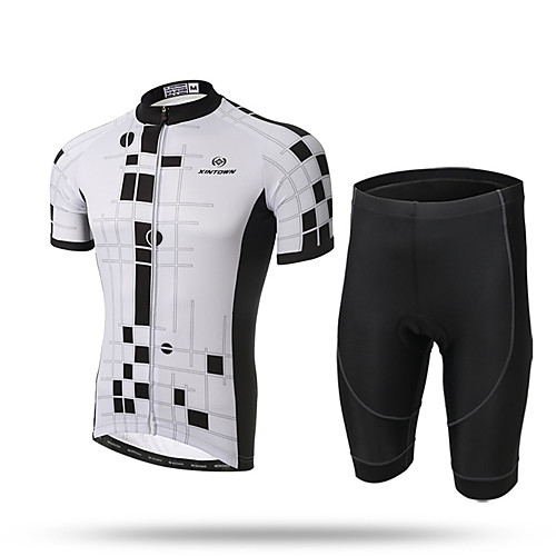 

XINTOWN Men's Short Sleeve Cycling Jersey with Shorts White Bike Shorts Pants / Trousers Jersey Breathable Quick Dry Ultraviolet Resistant Back Pocket Limits Bacteria Sports Lycra Road Bike Cycling