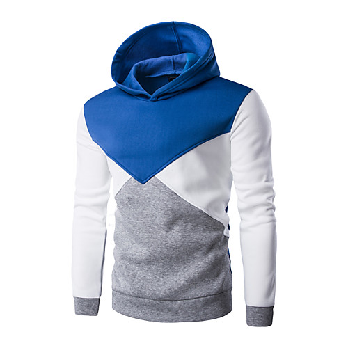 

Men's Hoodie Color Block Hooded Daily Sports Chinoiserie Hoodies Sweatshirts Long Sleeve White Black Blue