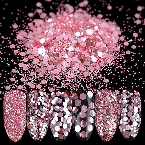 

10ml nail glitter powder sequins rose pink paillette tips decoration 1 2 3mm