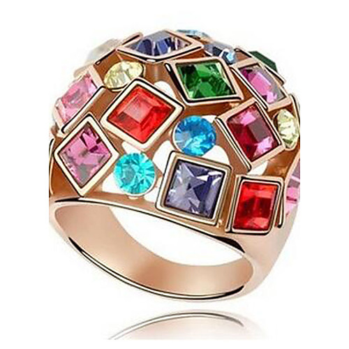 

Women's Statement Ring Cubic Zirconia Golden Zircon Alloy Ladies Fashion Colorful Wedding Party Jewelry