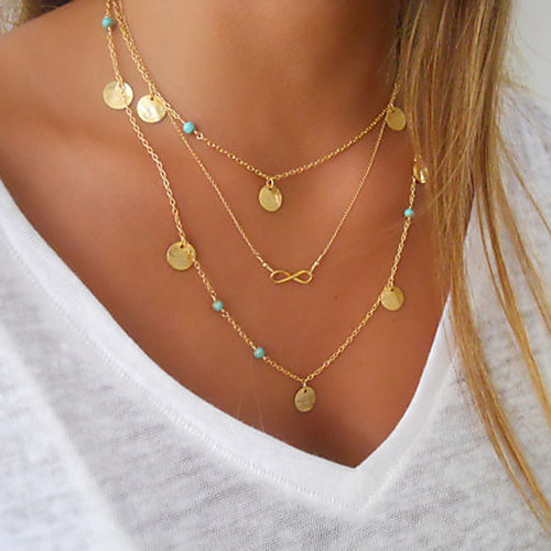 

Layered Necklace Tassel Fringe Infinity Ladies Unique Design Dangling Tassel Alloy Gold Necklace Jewelry For Birthday Engagement Daily Casual Sports