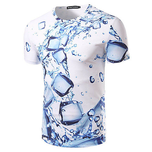 

Men's Graphic Print Slim T-shirt Basic Daily Holiday Beach Round Neck Blue / Summer / Short Sleeve