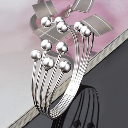 

Women's Cuff Bracelet Beads Ladies Personalized European Simple Style Fashion Silver Plated Bracelet Jewelry Silver For Christmas Gifts Party Anniversary Birthday Gift