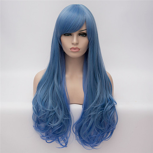 

Synthetic Wig Cosplay Wig Natural Wave Natural Wave Wig Long Blue Synthetic Hair Women's Blue
