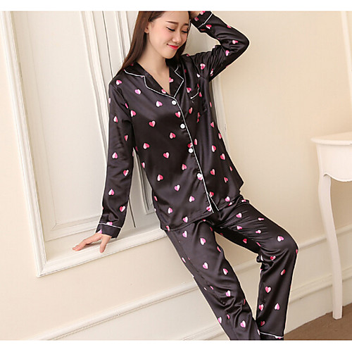

Women's Cotton Shirt Collar Suits Pajamas Solid Colored