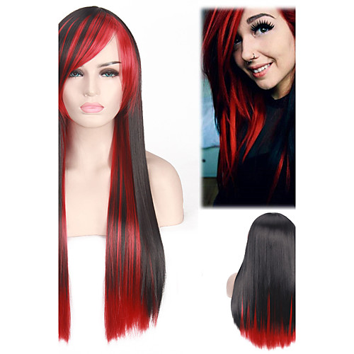 

Synthetic Wig Straight Straight Wig Long Black / Red Synthetic Hair Black