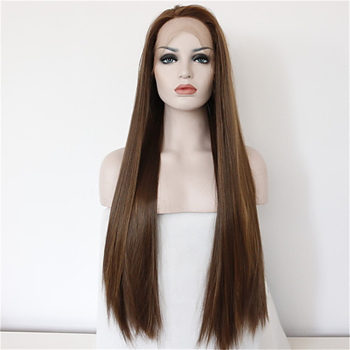 

Synthetic Lace Front Wig Straight Straight Lace Front Wig Long Brown Synthetic Hair Women's Natural Hairline Middle Part Brown