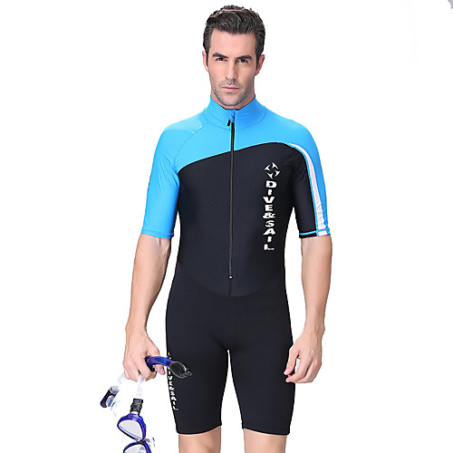 

Dive&Sail Men's Rash Guard Dive Skin Suit 1mm Spandex Sun Shirt Breathable Quick Dry Anatomic Design Short Sleeve Front Zip - Swimming Diving Classic Summer / Stretchy / Athleisure