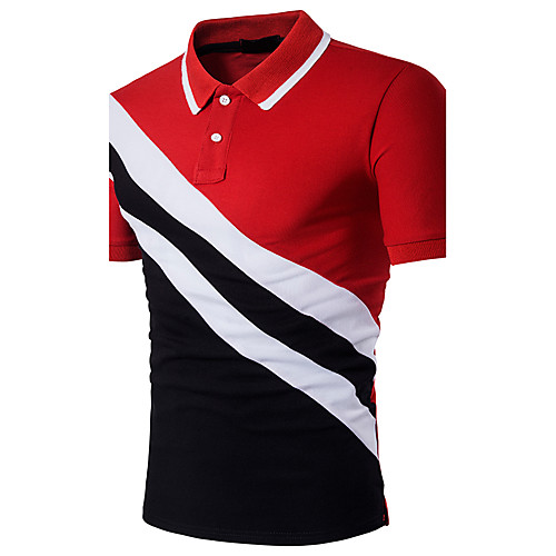 

Men's Color Block Patchwork Slim Polo - Cotton Active Sophisticated Daily Holiday Going out Shirt Collar Black / Red / Summer / Short Sleeve