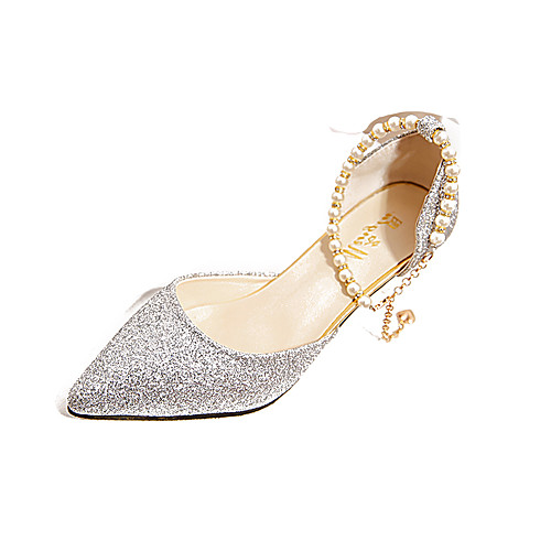 

Women's Heels Stiletto Heel Pointed Toe Comfort Dress PU Imitation Pearl Summer Black Gold Silver / EU39