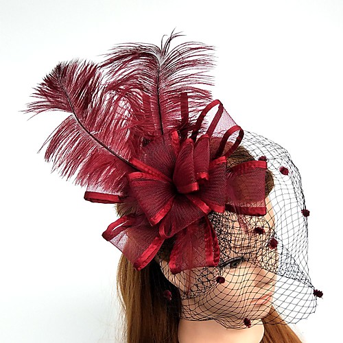 

Tulle / Feather / Net Fascinators / Hats / Birdcage Veils with 1 Wedding / Special Occasion / Horse Race Headpiece