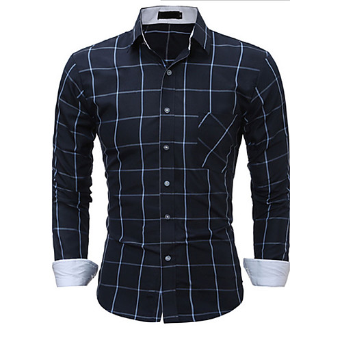 

Men's Shirt Color Block Long Sleeve Daily Tops Wine Navy Blue