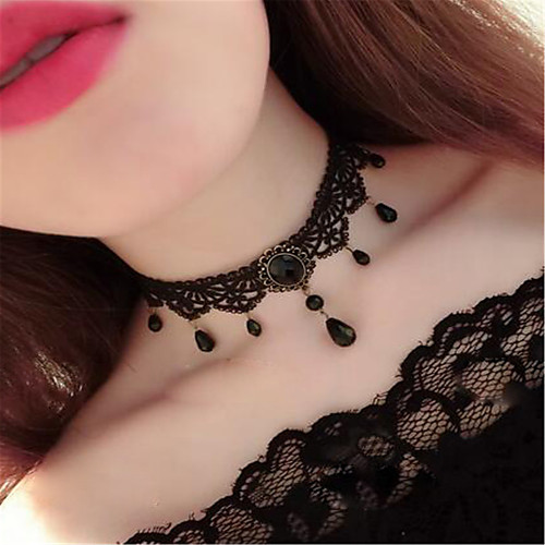 

Choker Necklace Necklace Tattoo Choker Necklace Gothic Style Solid Color Vintage Victorian Velvet Chiffon Lace Polyester Metal For Black Cosplay Women's Girls' Costume Jewelry Fashion Jewelry