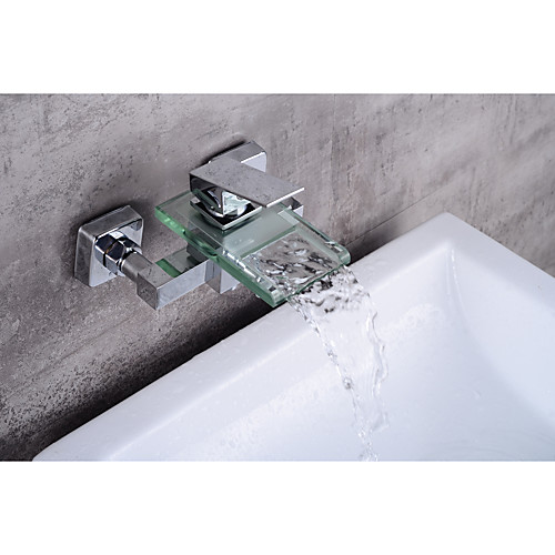 

Bathtub Faucet - Contemporary Chrome Centerset Ceramic Valve Bath Shower Mixer Taps / Brass / Single Handle Two Holes