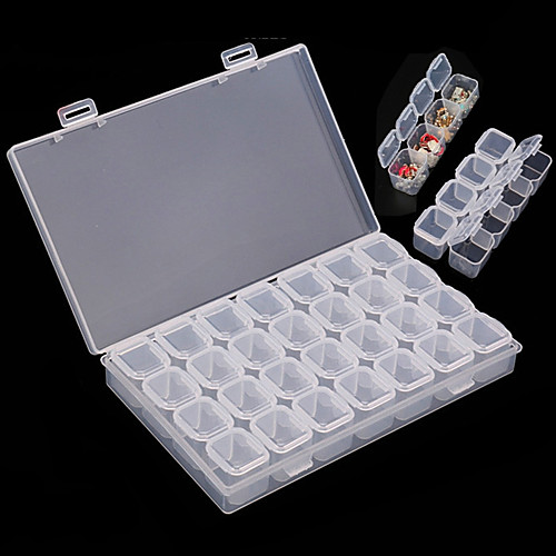 

28 grid clear plastic nail art storage box case tool