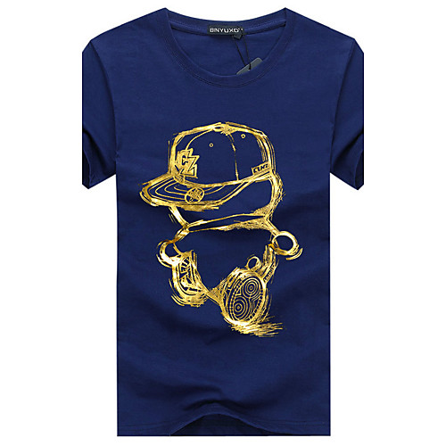 

Men's T shirt Cartoon Plus Size Print Short Sleeve Daily Tops Cotton Basic White Black Blue