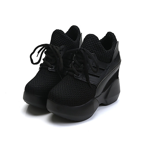 

Women's Trainers Athletic Shoes Platform Round Toe Comfort PU Black Red / EU39