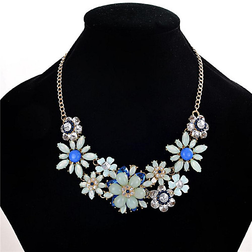 

Women's Crystal Statement Necklace Flower Flower Ladies Fashion Euramerican Crystal Resin Rhinestone Black Light Green Pink Necklace Jewelry For Wedding Party Special Occasion