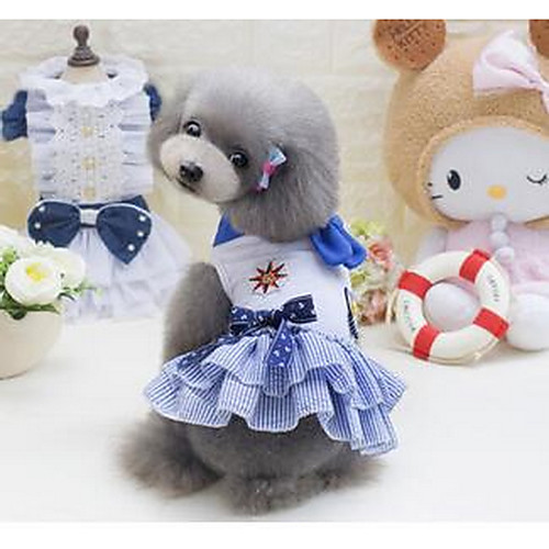 

Dog Dress Cartoon Casual / Daily Wedding Party Dog Clothes Puppy Clothes Dog Outfits Blue Pink Costume for Girl and Boy Dog Cotton XS S M L XL