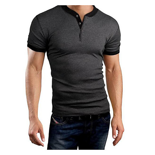 

Men's T shirt Solid Colored Short Sleeve Daily Tops Cotton Casual Dark Gray Navy Blue
