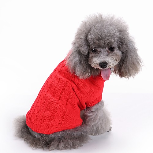 

Cat Dog Sweater Christmas Puppy Clothes Solid Colored Fashion New Year's Winter Dog Clothes Puppy Clothes Dog Outfits Yellow Red Blue Costume for Girl and Boy Dog Acrylic Fibers XS S M L