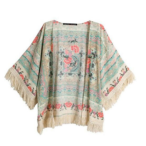 

Women's Sweater Vintage Tassel Fringe Print Half-Sleeve Daily Tops Tassel Casual Blushing Pink