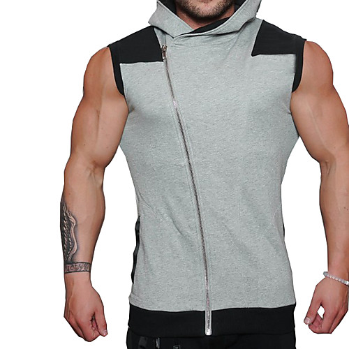 

Men's T shirt Solid Colored Sleeveless Daily Tops Cotton Active Black Gray