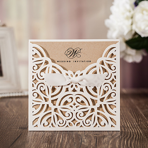 

Wrap & Pocket Wedding Invitations 50 - Invitation Cards / Thank You Cards / Response Cards Card Paper Ribbons