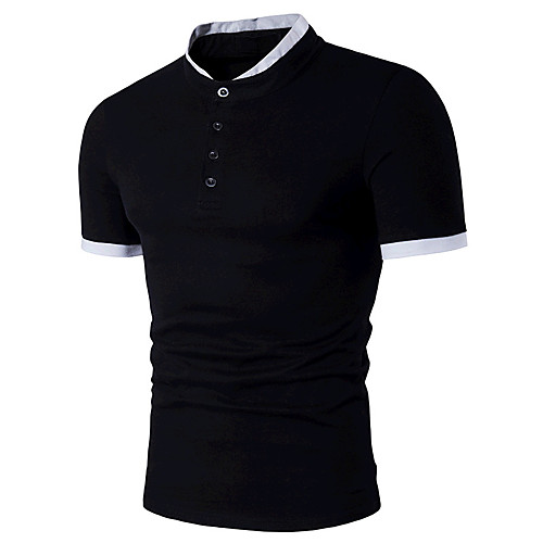 

Men's Polo Solid Color Short Sleeve Going out Tops Cotton Active White Black Dark Gray